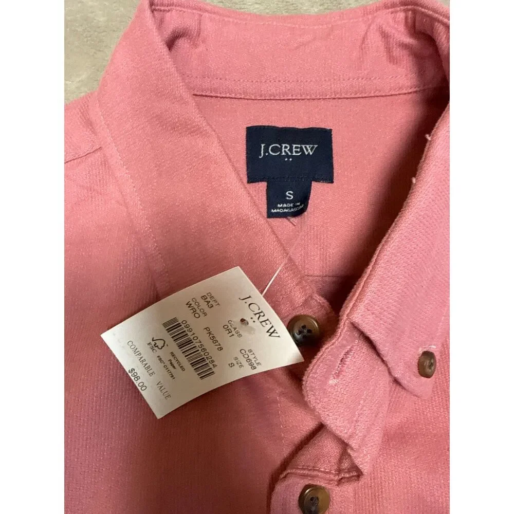 J. Crew Cotton Corduroy Long Sleeve Button-Down Pink Men's Size Small NWT